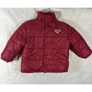 Disney Store Pixar Cars Lightning McQueen Puffer Jacket Red Embroidered XXS 2/3